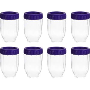 Winner Plast Plastic Storage Jar Set, 8 Pieces, 330 ml - Purple Clear
