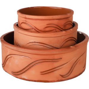 Pottery Oven Dish set, 3 pieces - Brown