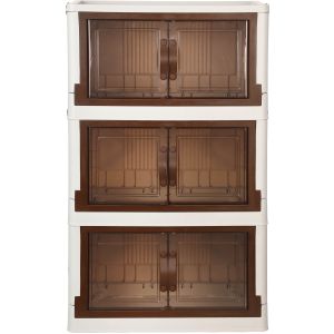 دولاب بلاستيك مينى إيليت الوطنية، 3 دور، 95×56×32 سم - اوف وايت بني