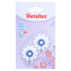 Plastic Hook Set Flower Shape, 2 Pieces, 4 cm - Blue