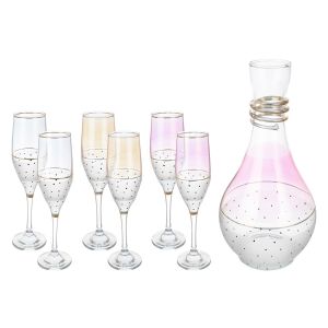 Bohemia Drinkware Set with Flask, 7 Pieces - Multicolor