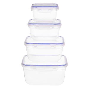 Lock&Fresh Refrigerator box Set, 4 Pieces - Clear Blue