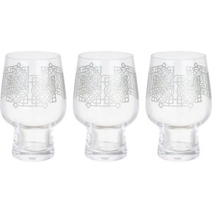 Wisteria Glass Drinking Cups Set, 3 Pieces - Silver Clear