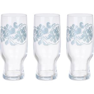 Wisteria Glass Drinking Cups Set, 3 Pieces - Green Clear