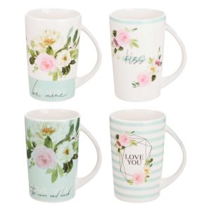 Lotus Dream Porcelain Mug Set, 4 Pieces