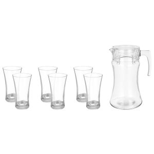 Pasabahce Glass Set with Flask, 7 Pieces - Clear
