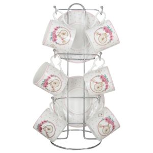 Lotus Dream Porcelain Coffee Cup Set, 12 Piece