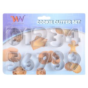 Rocky Stainless Steel Biscuit Shapes set Numbers - Silver