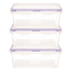 Refrigerator Box Set, 3 Pieces, 1100 ml - Clear Mauve