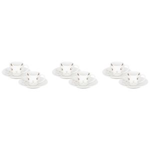 Lotus Dream Porcelain Coffee Cup Set, 12 Pieces - White