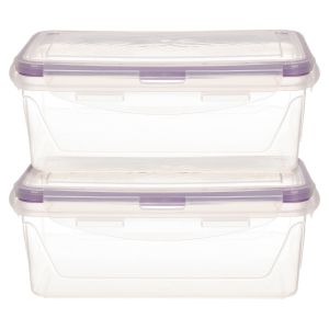 El Hoda Refrigerator box, 2 Pieces, 1100 ml - Clear Mauve