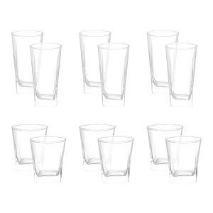 Pasabahce Glass Cup Set, 12 Pieces - Clear