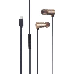 Awei PC-18T Gold Wired Earphone, Type-C, Noise Isolation, Hi-Fi Stereo Sound, Microphone, 1.2 mm - Gold Black