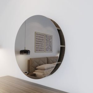 Glass Modern Dresser Mirror with Internal Shelves, 80 cm - Silver