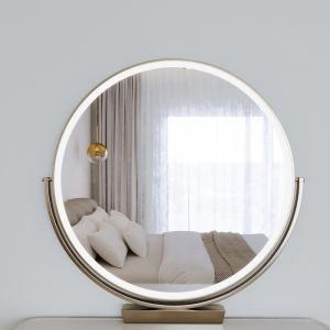 Glass Dresser Mirror with LED Light, 80 cm - Silver
