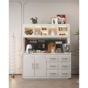 Counter Wood Coffee Corner, 181x49x209 cm - White