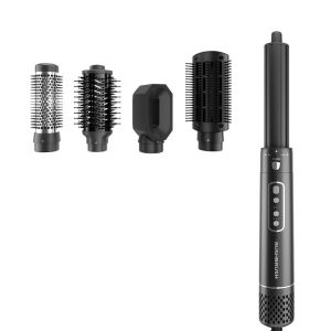Rush Brush Air Warp Condensing Brush Set, 5 Pieces, 1600 Watt, Airflow Technology, 4 Speeds, 3 Heat Settings - Black
