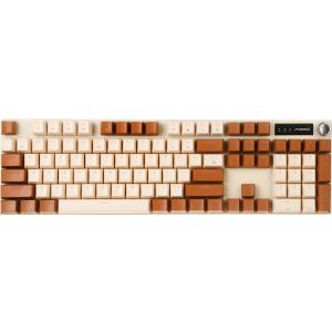 Forev FV-Q515 Mechanical Gaming Keyboard, Wired, 98 Keys, RGB Light Effects, Blue Switch - Light Beige Brown