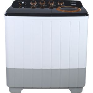 Castle WMH1220P Semi-Automatic Top-Load Washing Machine, 2 Tubs, 12 KG - White Black