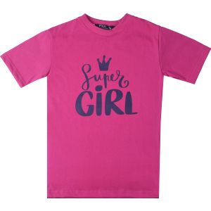 Cotton Half Sleeve Round T-Shirt for Kids, Size 9 - Pink