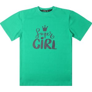 Cotton Half Sleeve Round T-Shirt for Kids, Size 10 - Green
