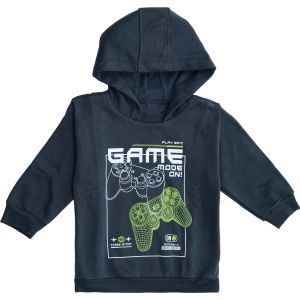 Cotton Long Sleeve Hoodie For Boys, Size 4 - Dark Grey
