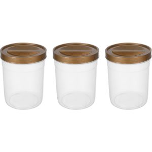 Max Plast Plastic Spice Jar Set, 3 Pieces, 16 cm - Brown