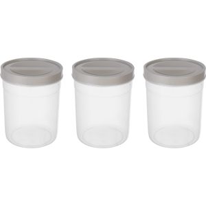 Max Plast Plastic Spice Jar Set, 3 Pieces, 16 cm - Light Grey