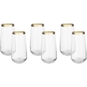 Lav Juice Glass Set, 6 Pieces, 480 Ml - Clear Gold