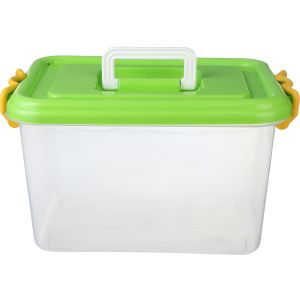 El Helal & Star Plastic Storage Box, 10 Litres, with Clip Handle - Green Clear