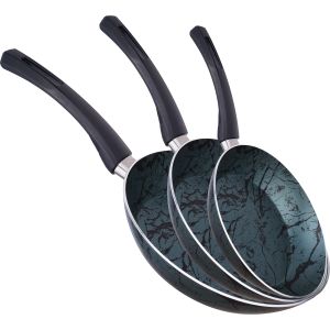 Trueval Teflon Frying Pan Set, 3 Pieces - Olive
