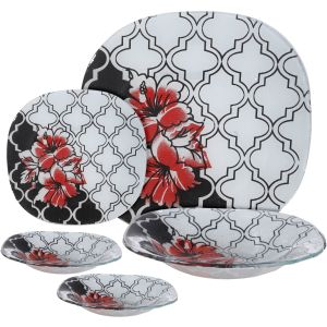 Arco Glass Arcopyrex Dinner Set, 20 Piece - White Black