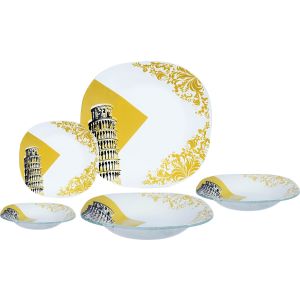 Arco Glass Arco Pyrex Dinner Set, 20 Piece - White Yellow