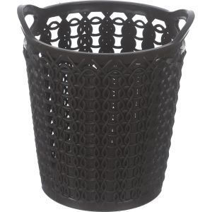 El Helal & Star Plastic Round Clothespins Basket, 12×10 cm - Dark Brown
