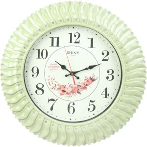 Plastic Round Wall Watch, 45 cm - Light Olive Off White