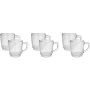 City Glass Coffee Mug Set, 6 Pieces, 90 ml - Clear