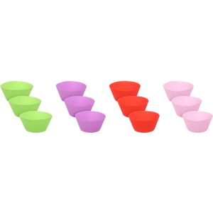 Silicone Cupcake Mold Set, 12 Pieces, 7 cm - Multicolor