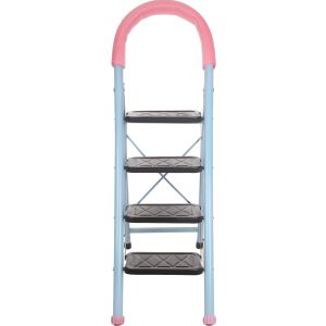 Sara Metal Ladder, 4 Steps, 39×25×51 cm - Light Blue Black