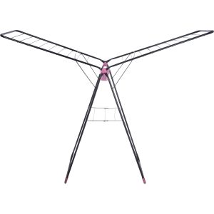 Sara Metal Clothes Dryer, 12 Meter, with Clips Basket - Black Pink