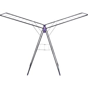 Sara Metal Clothes Dryer, 12 Meter, with Clips Basket - Black Mauve