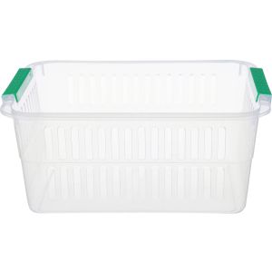 El Hoda Plastic Rectangular Clothespins Basket, 4 Litre - Clear Green