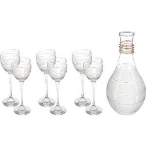 Bohemia Juice Set with Jug, 7 Pieces - Clear Gold