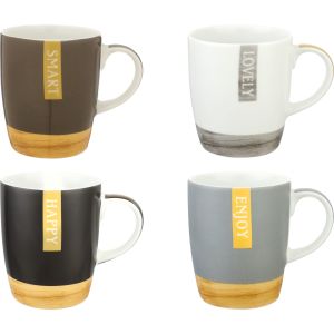 Lotus Dream Porcelain Mug Set, 4 Pieces, 300 ml - Multicolor