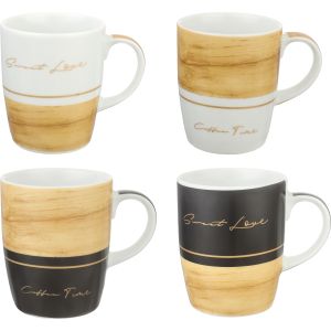 Lotus Dream Porcelain Mug Set, 4 Pieces, 300 ml - Multicolor