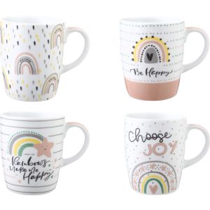Lotus Dream Porcelain Mug Set, 4 Pieces, 300 ml - Cashmere White