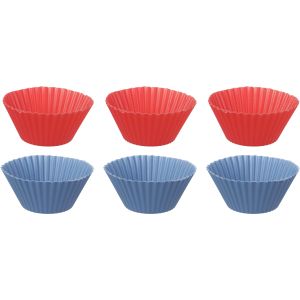 El Cheef Silicone Cup Cake Mold Set, 6 Pieces, 6×3 cm - Red Blue