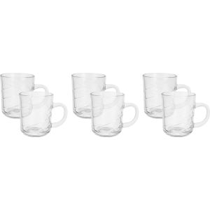 BlinkMax Round Glass Mug Set, 230 ml, 6 Pieces - Clear