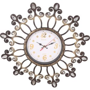 Round Plastic Wall Watch, 51 cm - Brown Gold