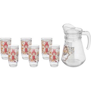 Galaxy Glass Juice with Jug Set, 7 Pieces - Clear