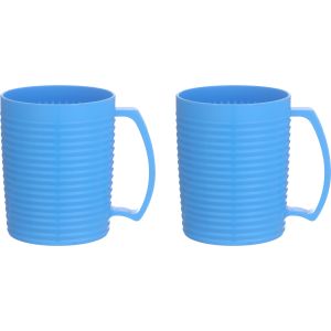 Al Qaed Plastic Mug Set, 2 Pieces, 250 ml - Blue